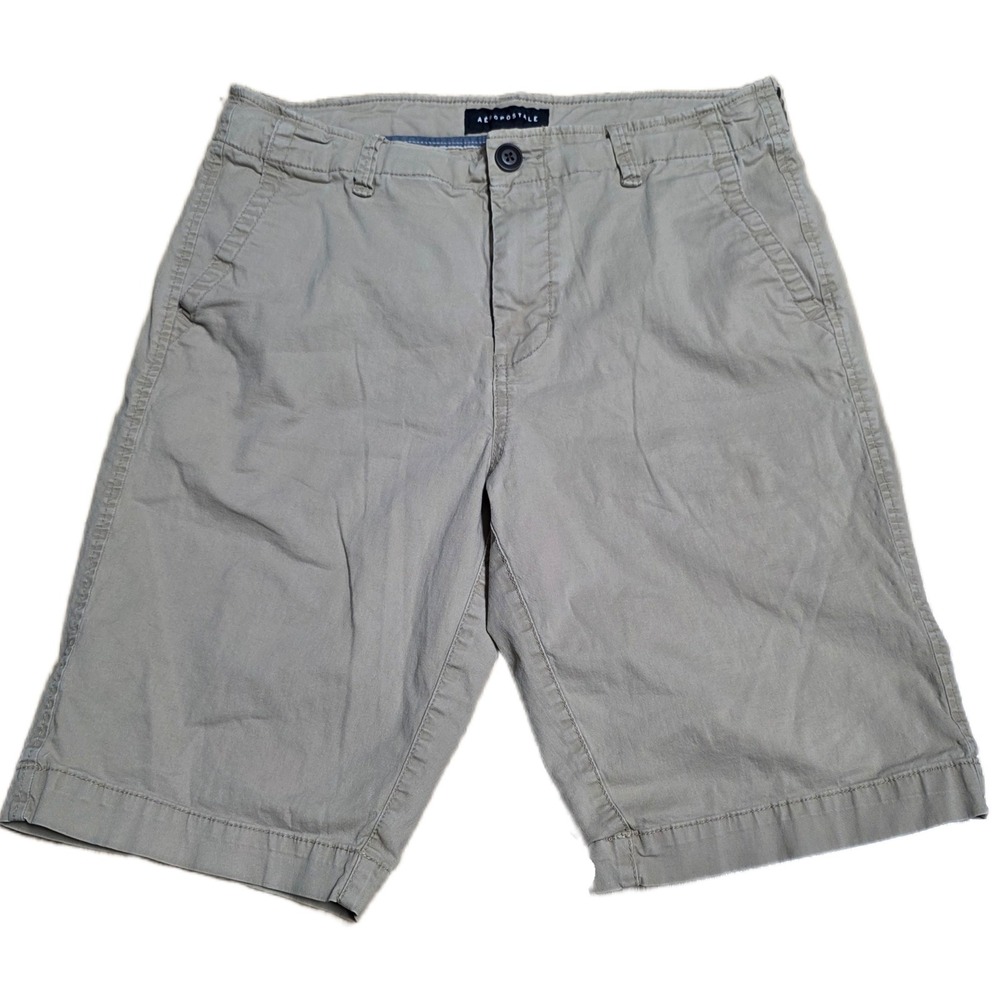 Aeropostale Classic Flat‎ Front Chino Shorts Men's Size 30 Khaki Comfort Stretch